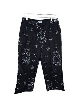 Chicos Black White Abstract Cropped Pants Womens Size 0.5 Size 6